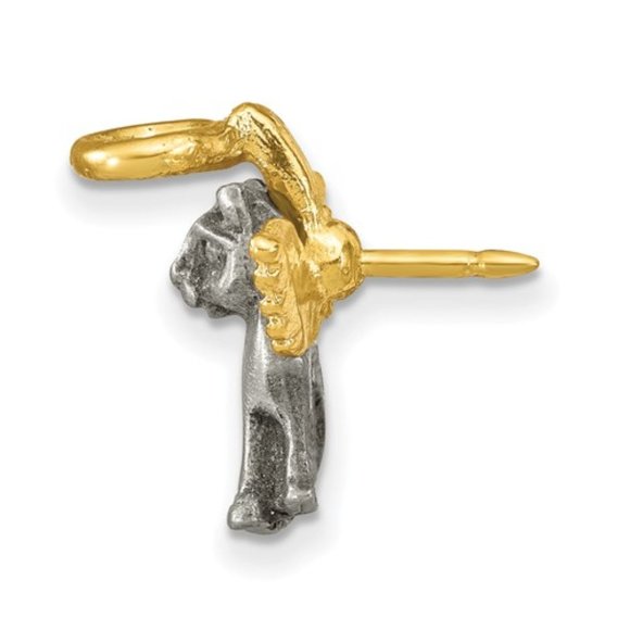 Pewter and Gold-tone Finish Cat Angel Lapel Pin - Picture 2 of 2